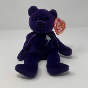 TY Princess Diana Commemorative Purple Vintage 1997 Beanie Baby With Errors